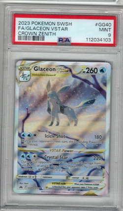 2023 Pokemon SWSH Glaceon VSTAR GG40/GG70 Crown Zenith Pokemon Card PSA 9 Mint - Image 1