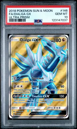 2018 POKEMON SUN & MOON ULTRA PRISM #146 FULL ART/DIALGA GX PSA 10 - Image 1