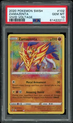 PSA 10 MINT - Pokemon TCG Zamazenta Vivid Voltage 102/185 Holo Amazing Rare - Image 1