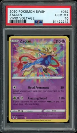 PSA 10 MINT - Pokemon TCG Zacian Vivid Voltage 082/185 Holo Amazing Rare - Image 1
