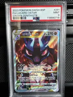 2023 POKEMON SWSH BSP FA/LUCARIO VSTAR CROWN ZENITH ETB #291 PSA 9 - Image 1