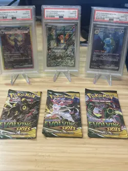 Nintendo Pokemon TCG Sword Shield Evolving Skies Booster Packs Lot of 3 - Image 2