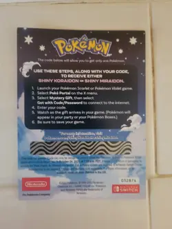 ✅ POKEMON SCARLET / VIOLET - SHINY MIRAIDON OR SHINY KORAIDON SERIAL CODE ✅ - Image 2