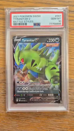 Pokemon - PSA 10 - Tyranitar V - 097 - Sword & Shield - Battle Styles - Full Art - Image 1