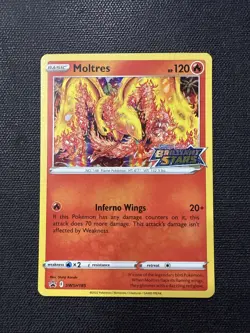 Moltres SWSH185 Stamped Brilliant Stars variant Pokemon TCG NM black star F - Image 1