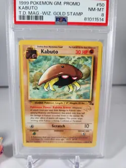 PSA 8 NM-MT PROMO KABUTO 50 1999 POKEMON TOP DECK MAGAZINE W WIZARDS GOLD STAMP - Image 4