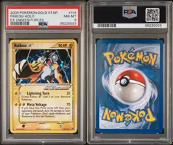 2005 POKEMON EX UNSEEN FORCES GOLD STAR #114 RAIKOU-HOLO PSA 8 - Image 3
