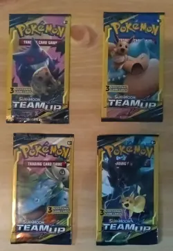 Pokemon SM Team Up Mini Pack Complete Art Set of 4 New Sealed Booster Packs ✅✅✅ - Image 1