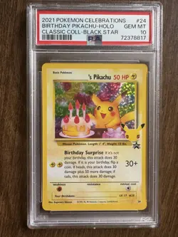 2021 POKEMON CELEBRATIONS CLASSIC COLL #24 BIRTHDAY PIKACHU-HOLO PSA 10 - Image 1