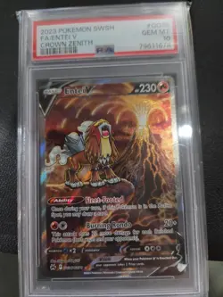PSA 10 GEM MINT 💎 2023 Pokemon Entei v GG36/GG70 Full Art Alt Art Crown Zenith - Image 1