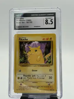1999-2000 Pokemon Base Set Unlimited Yellow Cheeks #58 Pikachu CGC 8.5 psa - Image 1