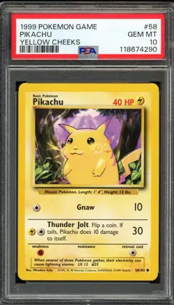 - PSA 10 - Pikachu 058/102 Yellow Cheeks Base Set Regular -Unlimited- Pokemon - Image 1