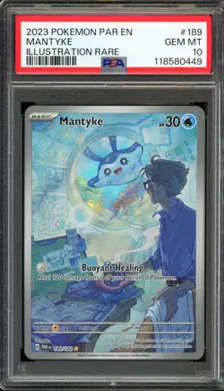 - PSA 10 - Mantyke 189/182 SV04: Paradox Rift Holo Pokemon - Image 1