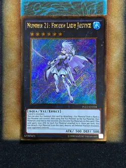 Yugioh Number 21: Frozen Lady Justice PGL2-EN018 Gold Secret Rare NM - Image 1