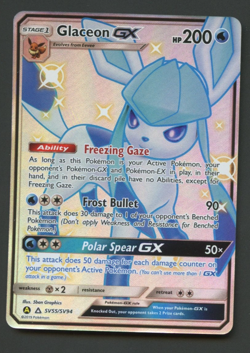 Glaceon GX SV55/SV94 Hidden Fates Shiny Full Art Near Mint Pokemon Card - Image 1