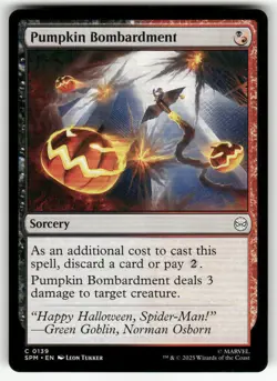 PUMPKIN BOMBARDMENT #139 (COMMON) MTG MARVEL'S SPIDER-MAN - Image 1