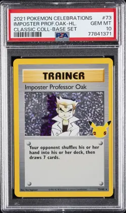 2021 POKEMON CELEBRATIONS CLASSIC COLL #73 IMPOSTER PROFESSOR OAK-HOLO PSA 10 - Image 1