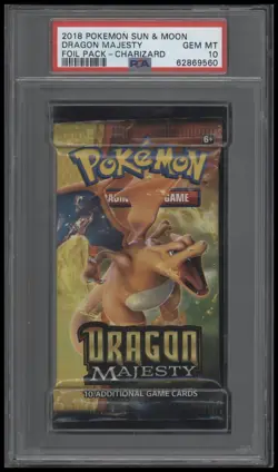 PSA 2018 DRAGON MAJESTY FOIL PACK POKEMON SUN & MOON CHARIZARD PACK ART - Image 1
