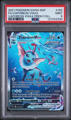 PSA 9 Pokemon Vaporeon VMAX SWSH182 Premium Collection Black Star Promo - Image 1