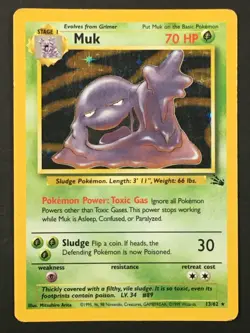 Pokemon TCG Muk 13/62 Fossil Unlimited Holo Rare WOTC MP/HP - Image 1