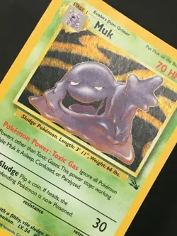 Pokemon TCG Muk 13/62 Fossil Unlimited Holo Rare WOTC MP/HP - Image 3