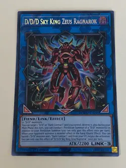 Yugioh - D/D/D Sky King Zeus Ragnarok - 1st Edition Secret Rare NM - Free Holo - Image 1