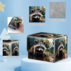 for MTG Commander Deck Box,Card Deck Box for Trading Yugioh Cute Raccoon - Image 3