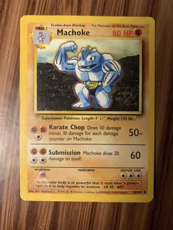 Machoke Base Set 34/102 Uncommon Pokemon Card Unlimited 1999 LP - Image 1