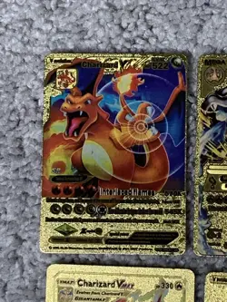 Set of 12 Pokemon Charizard Gold Foil Fan Art Display Cards LP - Image 2