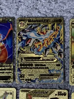 Set of 12 Pokemon Charizard Gold Foil Fan Art Display Cards LP - Image 3