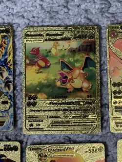 Set of 12 Pokemon Charizard Gold Foil Fan Art Display Cards LP - Image 4