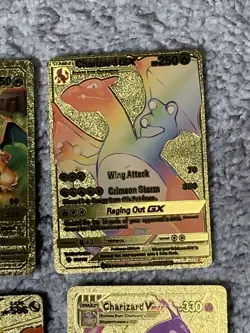 Set of 12 Pokemon Charizard Gold Foil Fan Art Display Cards LP - Image 5