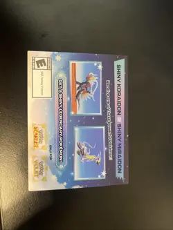 Pokemon Scarlet and Violet Shiny Koraidon OR Miraidon Gamestop Promo Card Code - Image 1