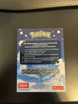 Pokemon Scarlet and Violet Shiny Koraidon OR Miraidon Gamestop Promo Card Code - Image 2
