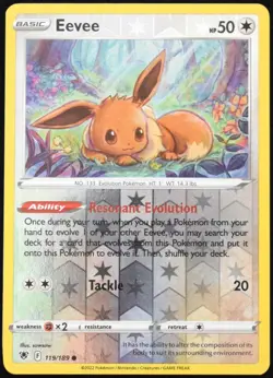 Pokemon TCG Eevee 119/189 2022 Astral Radiance Reverse Holo Common Card - NM - Image 1