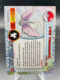 Pokemon Venomoth #49 Topps Series 1 TV Animation Edition Black Logo Foil NM - Image 2