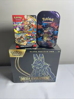 Pokemon TCG Mega Evolution Lot Of 3 Items - 1X Lucario ETB, 1X Booster & 1X Tin - Image 2