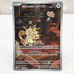 Team Rocket's Meowth 203/182 Destined Rivals Illustration Rare Pokemon Card NM - Image 1