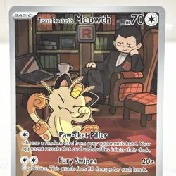 Team Rocket's Meowth 203/182 Destined Rivals Illustration Rare Pokemon Card NM - Image 2