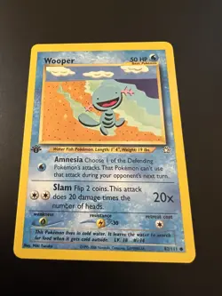 Wooper 82/111 Neo Genesis 1st Edition 2000 Pokemon Card Common NM - Image 1