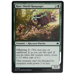 x4 Rust-Shield Rampager Bloomburrow Green Creature Raccoon Warrior Common M/NM - Image 1