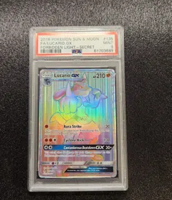 2018 Pokemon Sun & Moon: Forbidden Light Secret- F.A. Lucario GX (#135) PSA 9 - Image 1