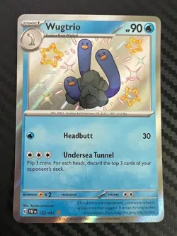 Pokemon TCG Wugtrio Scarlet & Violet: Paldean Fates 122/091 Holo Baby Shiny NM - Image 1