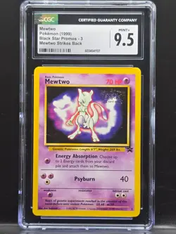 Mewtwo 1999 Pokemon Black Star Promos Movie CGC 9.5 WB Gold Stamp PSA CrossoverU - Image 1