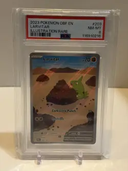 Larvitar 203/197 Obsidian Flames Illustration Rare Pokemon TCG Card PSA 8 - Image 1