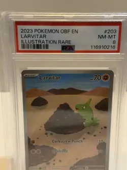 Larvitar 203/197 Obsidian Flames Illustration Rare Pokemon TCG Card PSA 8 - Image 2