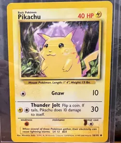 Pikachu Gnaw Pokemon Card 87/130 40 HP Type 2 Base Mark Super Rare - Image 1