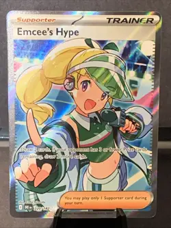 Pokemon TCG Emcee’s Hype 220/182 Scarlet & Violet SV10 Destined Rivals Holo NM/M - Image 1
