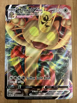 Meowth VMAX SWSH005 Sword Shield Promo JUMBO Ultra Rare Pokemon Card NM - Image 1