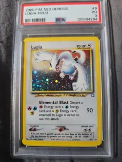 Pokemon TCG Lugia Neo Genesis PSA VG 3 9/111 Holo Rare 2000 WOTC Vintage Card - Image 1